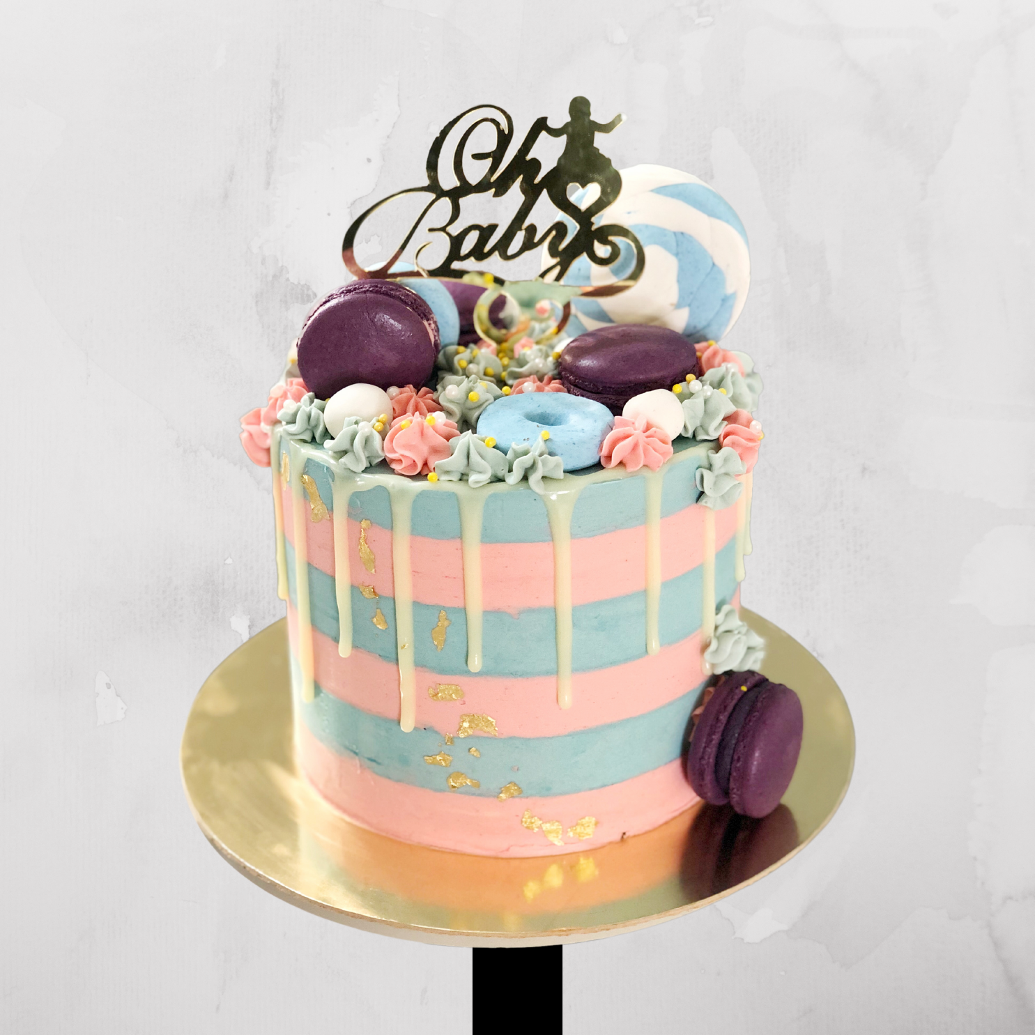 Oh Baby Macaron Drip Cake